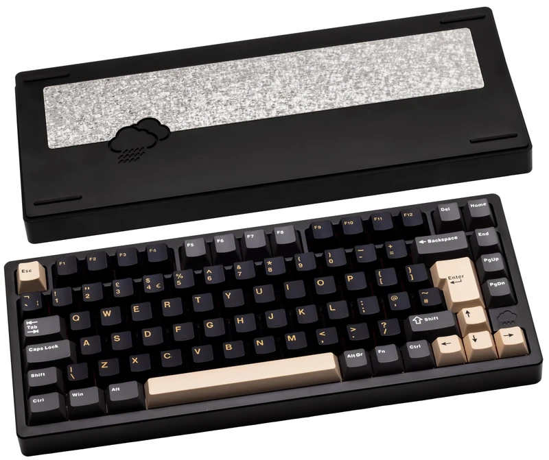 CutiePcs WOBKEY Rainy 75 Aluminum Cocoa Switch Mechanical Keyboard with Superior Acoustics, Wired, BT, 2.4G wireless Connectivity (Pro - Black(UK-ISO)) - Image 1