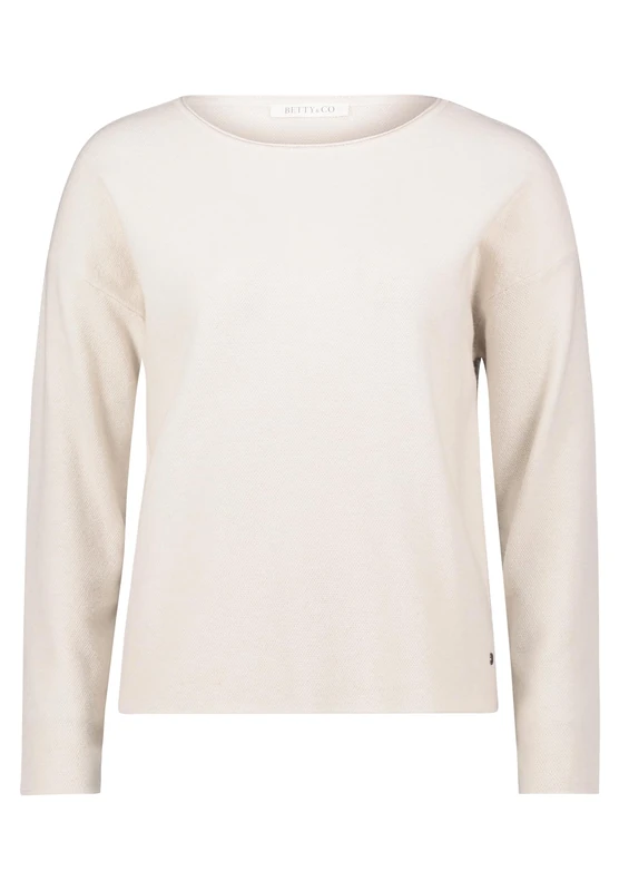 Betty & Co Women's Knitted Crew Neck Jumper, Bright Cream Melange, 10