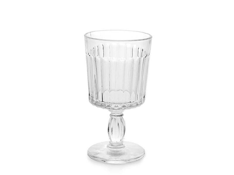H&H Set of 6 Atena Glasses in Transparent Worked Glass 26cl - Elegant and Durable - Dishwasher Safe