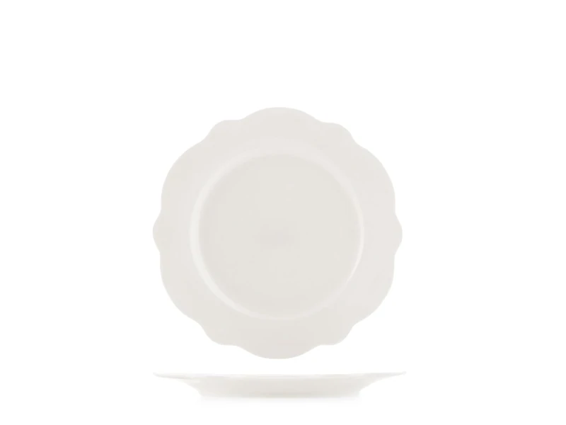 H&H Set of 6 White Fruit Plates in New Bone China Ivory 21 cm - Stylish and Durable - Dishwasher Safe - Microwave Safe - Refined Design for The Table