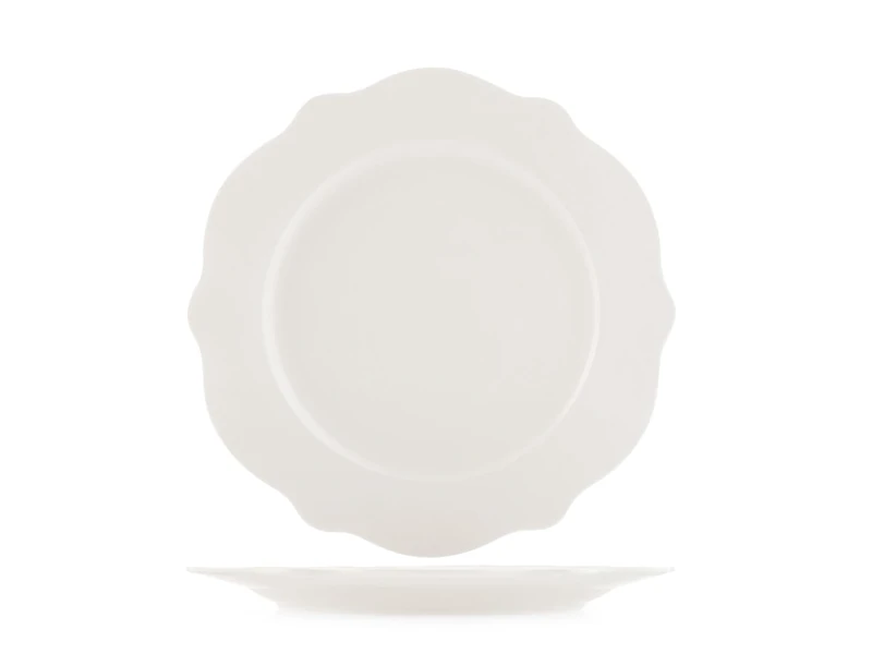 H&H Set of 6 White White New Bone China Ivory Dinner Plates 27cm - Stylish and Durable - Dishwasher Safe - Microwave Safe - Fine Design for The Table