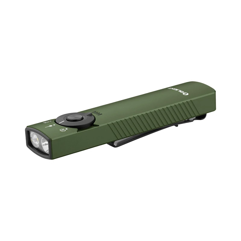 OLIGHT Arkfeld Pro Rechargeable EDC Flashlight, 1300 Lumens with Triple Light Source (White, UV 900mW and Green Beam), Ideal Torch for Outdoor Emergency Response
