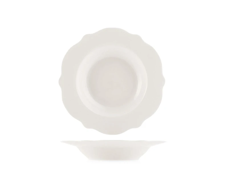 H&H Set of 6 White White New Bone China Ivory Soup Plates 21.5cm - Stylish and Durable - Dishwasher Safe - Microwave Safe - Refined Design for the Table