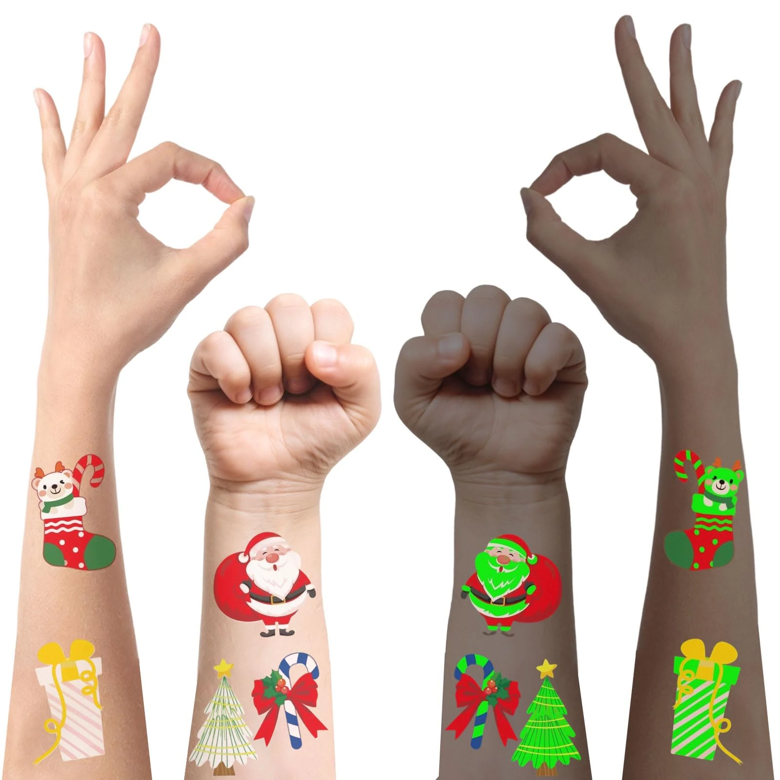 Christmas Tattoos for Kids 16 Sheets, Christmas Stocking Fillers for Boys and Girls, Xmas Eve Box Fillers, or Temporary Tattoos for Christmas Party Bag Fillers