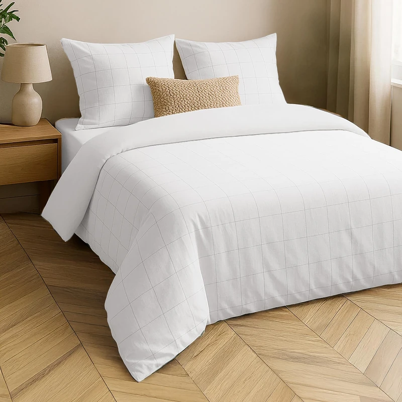 Douceur d'Intérieur, 3-Piece Bedding Set (260 x 240 cm) Linella White, 100% Washed Cotton