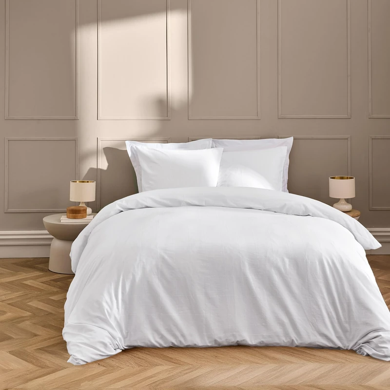Douceur d'Intérieur, Linella 3-Piece Bedding Set (240 x 220 cm) White 100% Washed Cotton