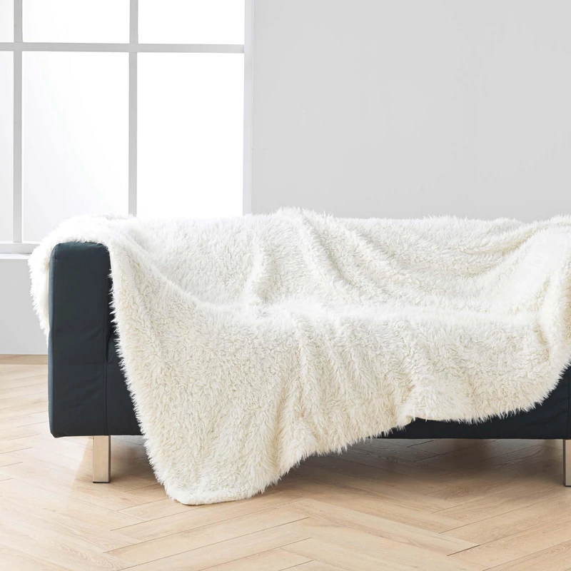 Douceur d'Intérieur, Warm Winter Blanket XXL (220 x 240 cm) Sheep Imitation Fur