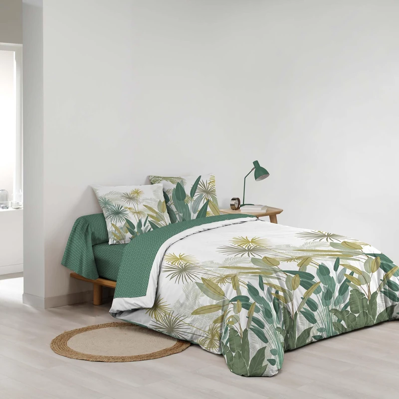 Douceur d'Intérieur, 6-Piece Bed Linen Set (240 x 220 cm) Otika Green, 100% Cotton