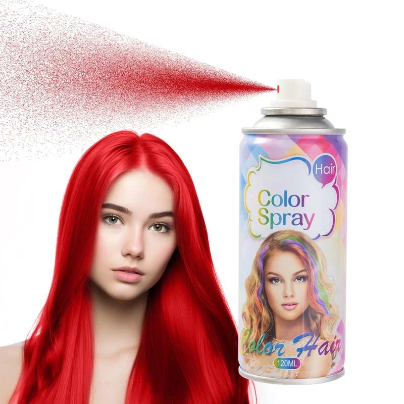 Temporary Hair Color Spray, Colour Hair Spray, Red Hair Colour, Washable, Easy To Colour, Mild Formula, Suitable For Various Types, Works On All Hair Colors 120ml