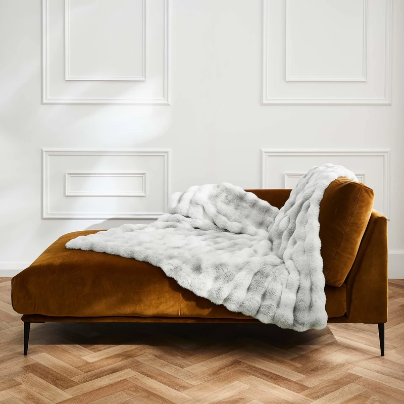 Douceur d'Intérieur, Mounty Grey Faux Fur Blanket (125 x 150 cm)