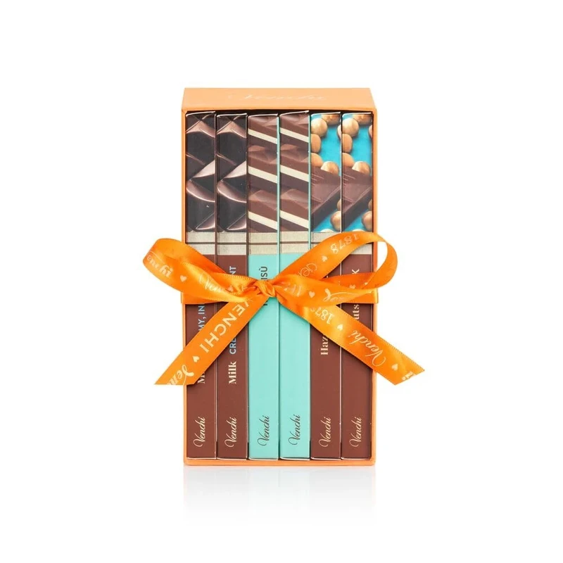 Venchi - Kit of 6 Assorted Milk Chocolate Bars with "Piedmont Hazelnut", 566g, Gluten-Free, No Colourants or Preservatives
