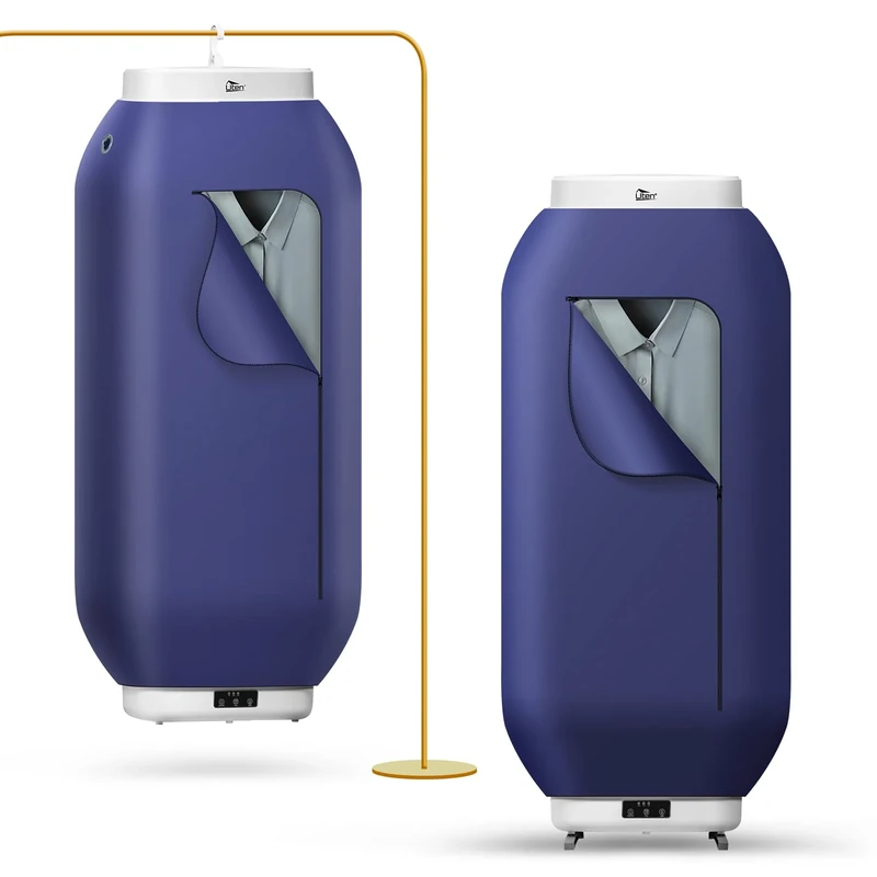 Uten Electric Portable Clothes Dryer, 600W Detachable Floor&Hanging Clothes Dryer, 360° Dimensional Drying with Touchscreen and Timer for Light Clothes, Travel, Camping, Hotel, Apartment, Holds 3KG