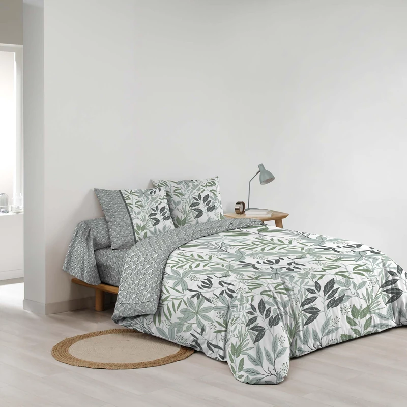 Douceur d'Intérieur, Voltine Sage 6-Piece Bedding Set (260 x 240 cm) 100% Cotton