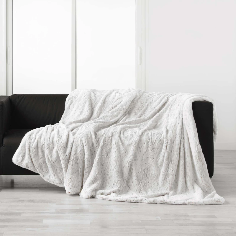 Douceur d'Intérieur, Alaska Warm Winter Blanket XXL (220 x 240 cm) Alaska Faux Fur and Sherpa