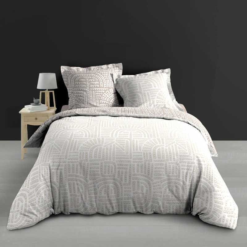 Douceur d'Intérieur, Eliot Reversible 3-Piece Bedding Set (240 x 220 cm) Cotton Percale