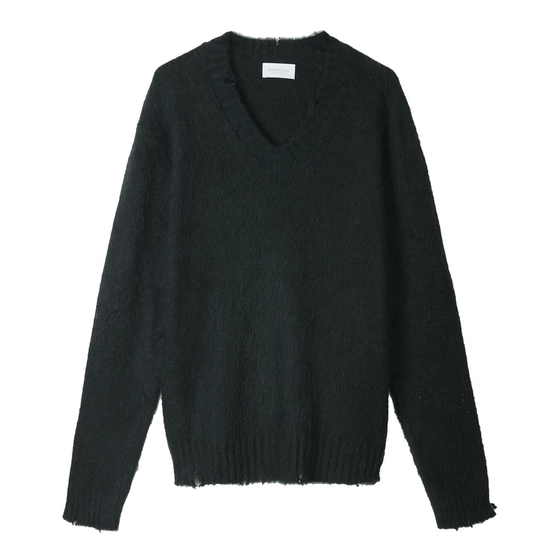 Diana Studio Men's Maglia Con Scollo A V Garzata Sweater, Black, L