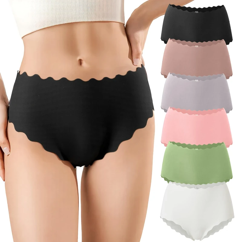 Seamless Knickers for Women Multipack High Waisted Womens Underwear No Vpl Knickers Wave Edges Full Coverage Tag-Free, Breathable for Sports and Everyday Wear