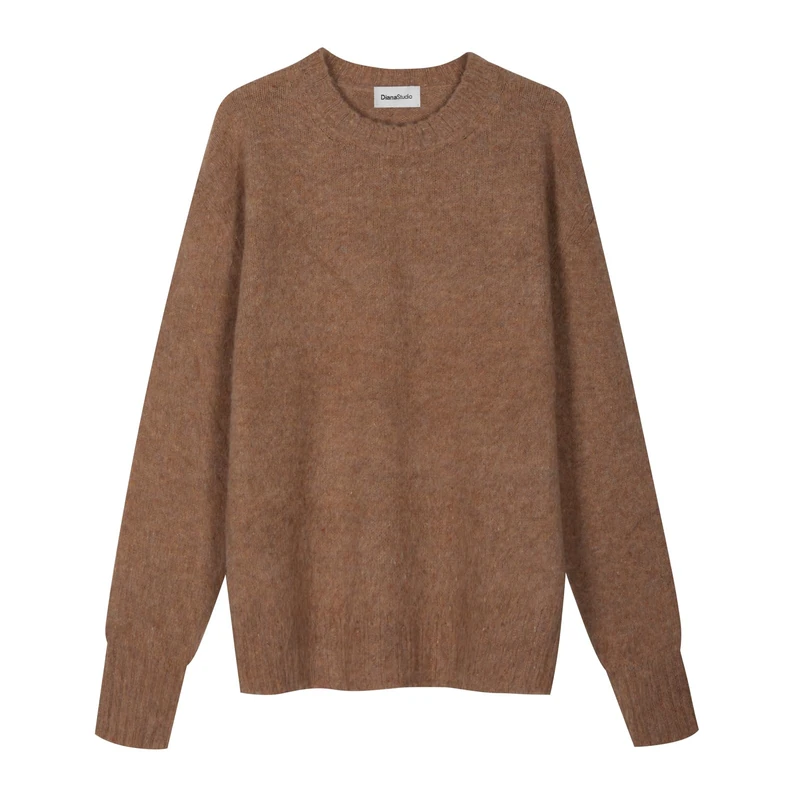 Diana Studio Men's Girocollo Garzato in Maglia Con Effetto Bottonato Sweater, Beige, M