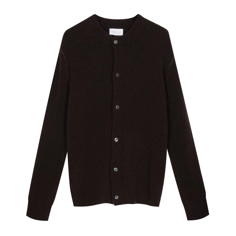 Diana Studio Men's Cardigan in Maglia Con Effetto Bouclè Sweater, Brown, XL - Image 1
