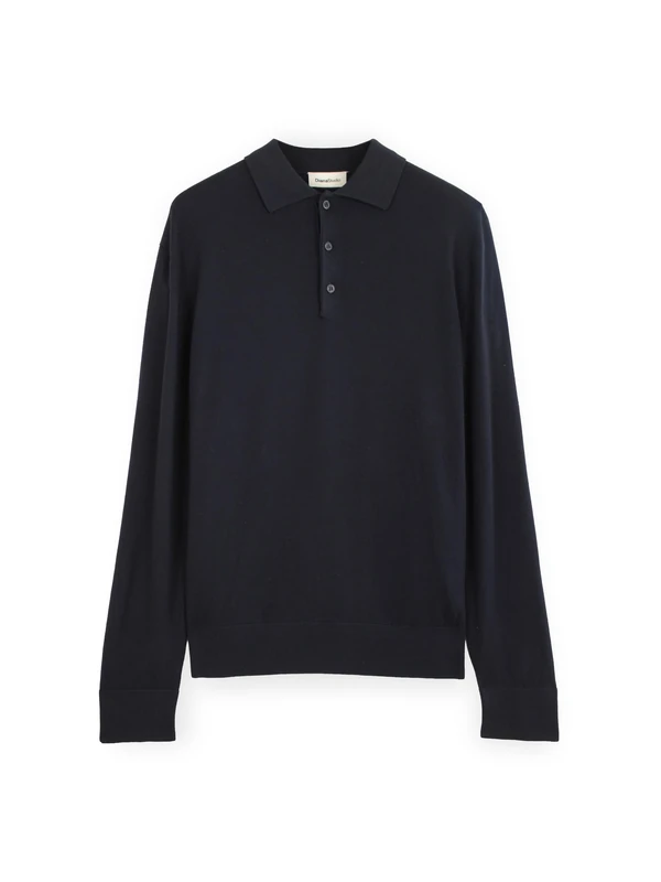 Diana Studio Men's Polo in Misto Cashmere Sweater, Blue Navy, L