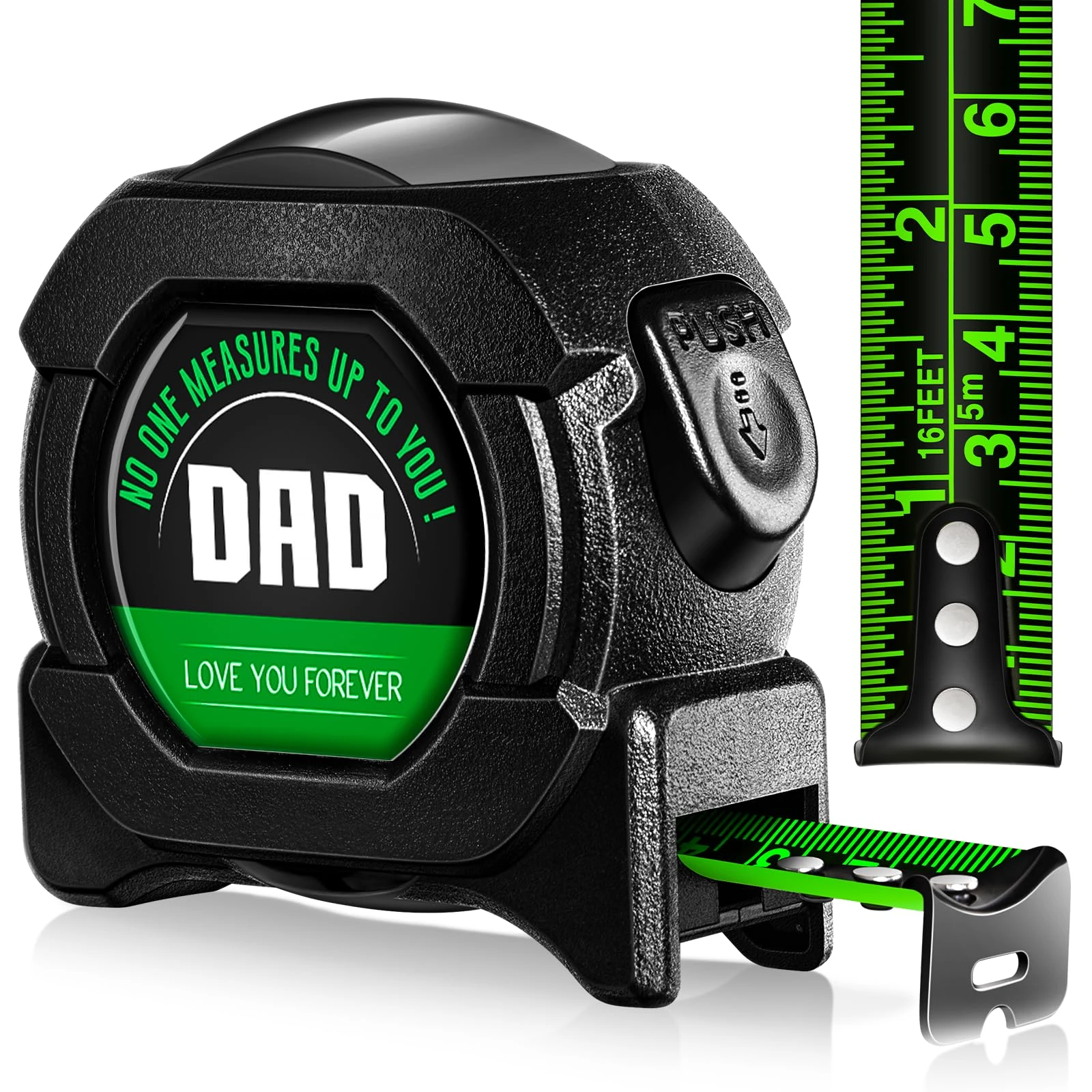 SunmeiTrad Gifts for Fathers Day Dad Gifts, Personalised Christmas Birthday Anniversary Presents for Dad from Daughter, Son Tape Measure（5M/16FT-Black）