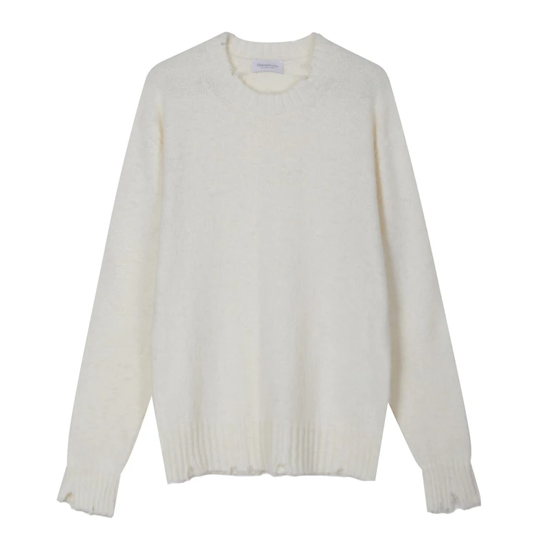 Diana Studio - Garzato Collar in Alpaca, Men, Long Sleeves, Regular Fit, Made in Italy, White, M - Image 1