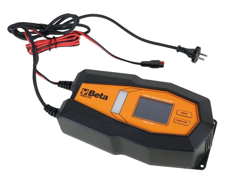 BETA 1498H/16A – 12-24 V Multi-function Electronic Battery Charger for Lead and Lithium Batteries with LCD Display and Safety Protections, Charging Current 4-16 A