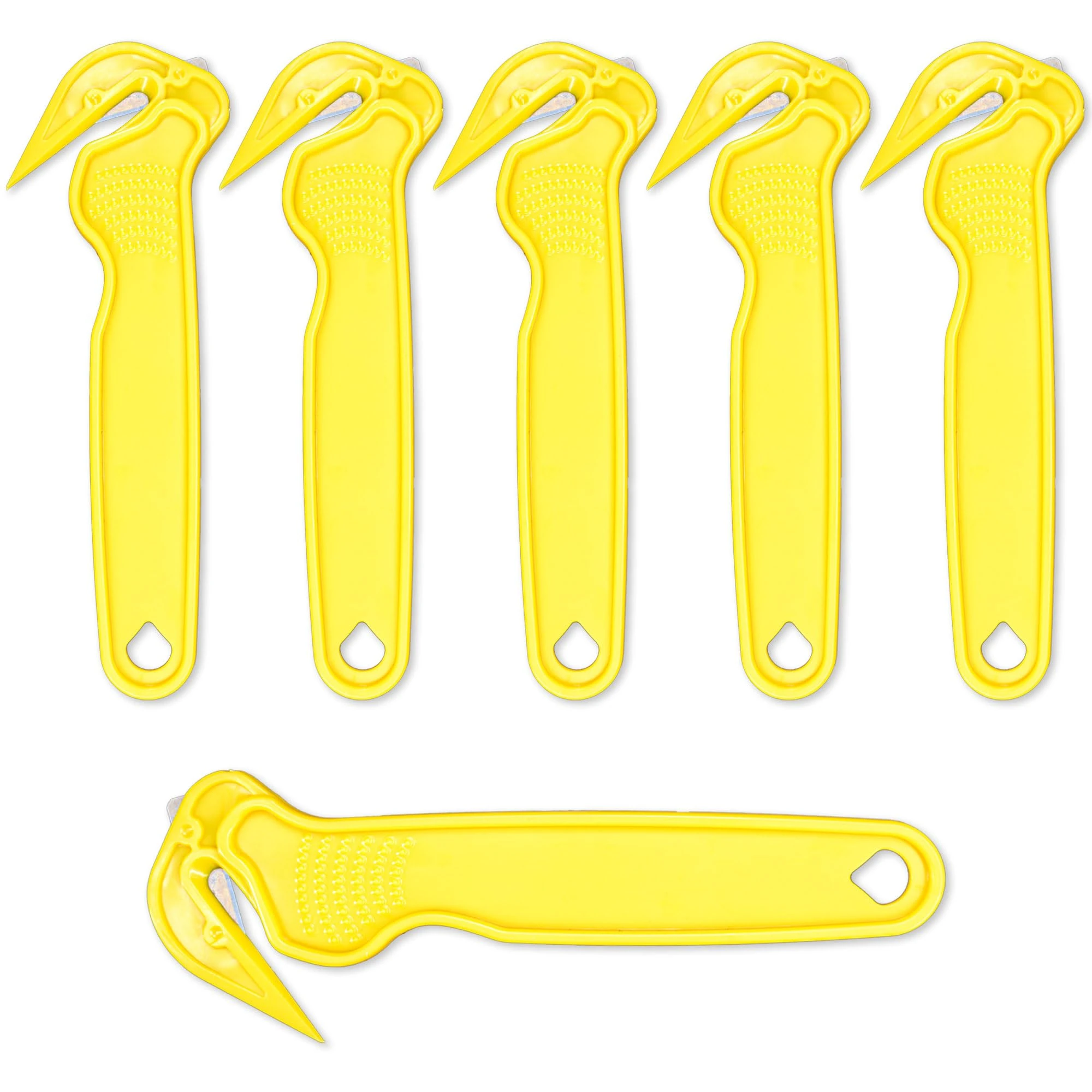 DAQUN 6 Pcs Yellow Box Cutters, Box Opener Tool - Utility for Cardboard, Packaging, Slitting Bubble Wrap, Stretch Film & Plastics, Good Helper for Logistics and DIY Enthusiasts