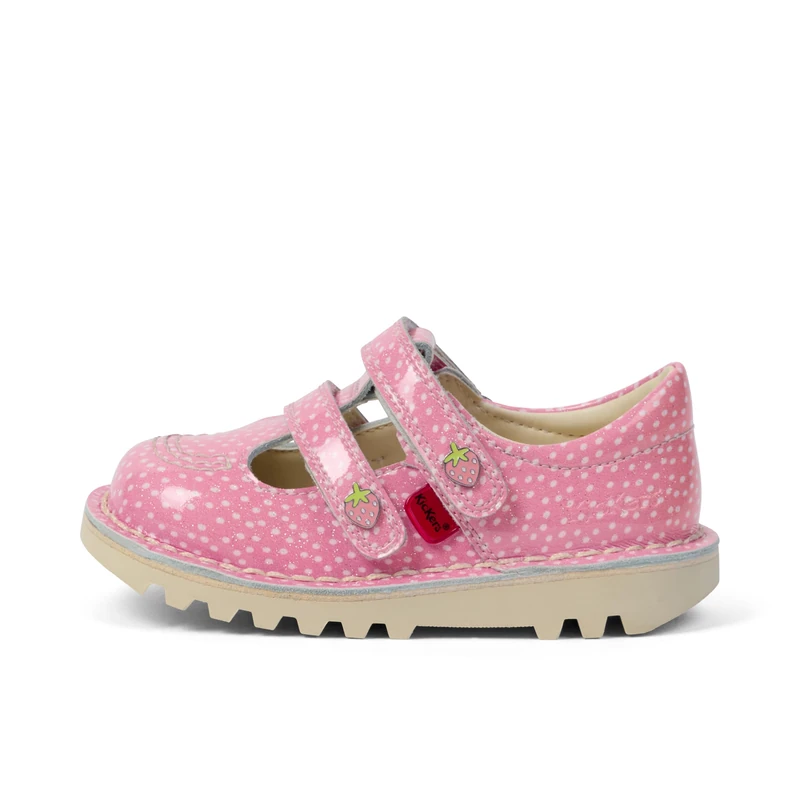 Kickers Unisex Kids Kick T Bar Fruit Patent Leather Shoe, Pink, 7 UK