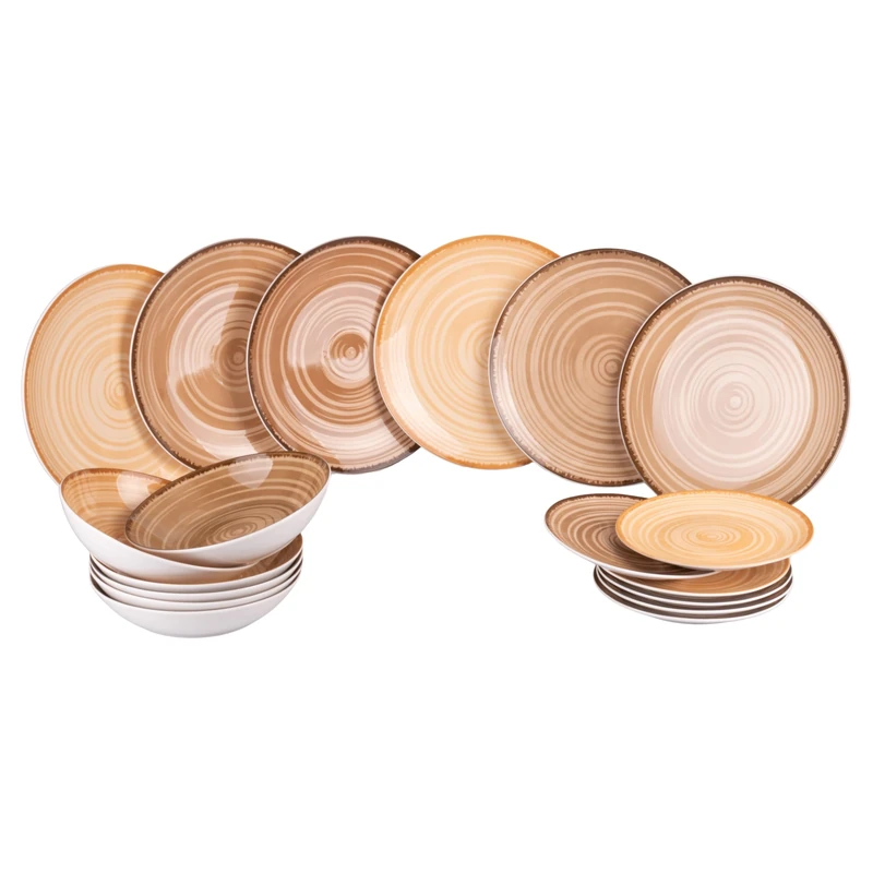 Baita Chocolate 18-Piece Porcelain Dinner Set, 6 Different Table Places