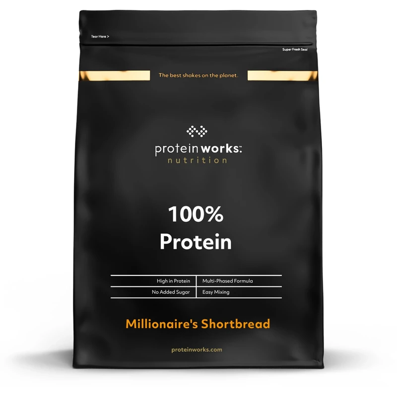 Protein Works - 100% Protein Powder, 100 Servings, Quad Protein Blend, Low Calorie, Low Fat Protein Shake, Phased Protein Release, Millionaire's Shortbread, 2.5kg