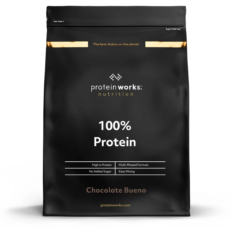 Protein Works - 100% Protein Powder, 100 Servings, Quad Protein Blend, Low Calorie, Low Fat Protein Shake, Phased Protein Release, Chocolate Bueno, 2.5kg