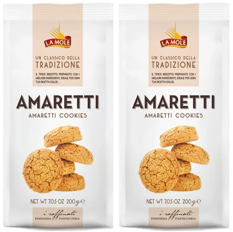 La Mole - Amaretti Biscuits (200g, Pack of 2) | Sweet & Crunchy | Gourmet Artisan Italian Biscuits | Made in Italy