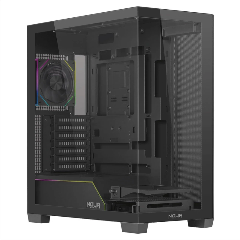 Noua Iron VK100 Case Custom E-ATX PWM ARGB Fan Dual Window Tempered Glass Full Liquid Cooling Support, XXL Gaming Tower, USB 3.0, Black