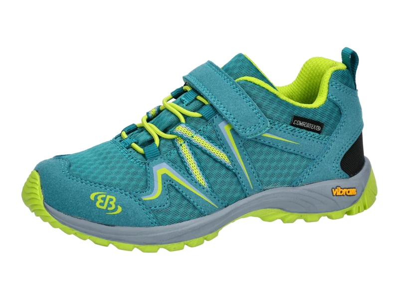 Brütting Unisex Kid's Rockwall Trekking Shoes, Petrol Lemon, 12.5 UK Child