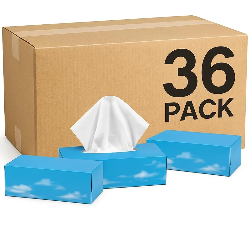 OfficeHarbour 36 x Boxes of 100 Soft White Facial Tissues (3,600 Total) | 2 Ply with Hygienic Plastic Film | Easy-Dispense Lift Design | for Home, Office, Hotel, School & Care Use