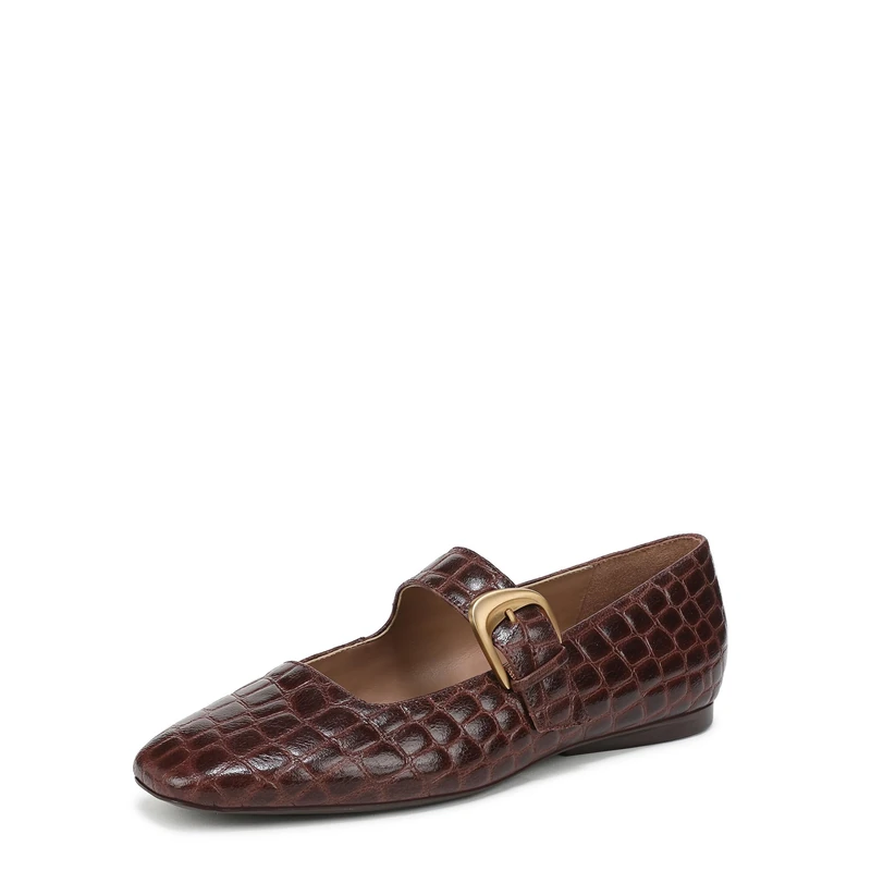 Naturalizer Women's Cosmic Mary Jane Flats, Wide Fit, Brown Croco Leather, UK 6