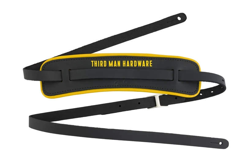 Fender x Third Man Hardware Leather Guitar Strap, Black and Yellow, Adjustable, Gift for Guitar Fans