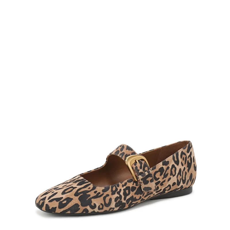 Naturalizer Women's Cosmic Mary Jane Flats, Wide Fit, Dark Brown Leopard Suede, UK 6.5