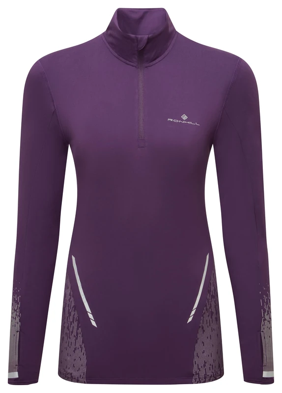 Ronhill Running, Wmn's Tech Reflect 1/2 Zip, Damson/Reflect, 14