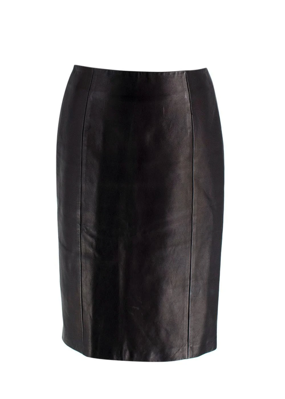 Tom Ford Pre-Loved Signature Zip Front Black Leather Pencil Skirt