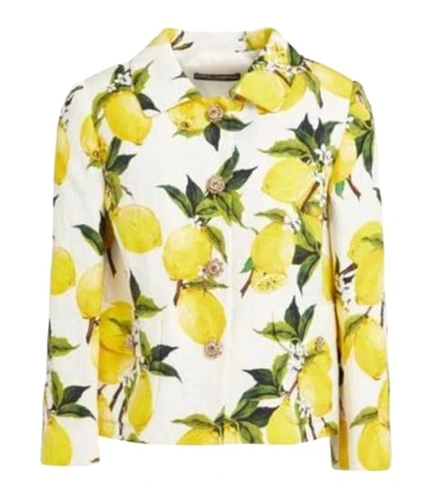 Pre-loved Dolce and Gabbana Embellished Buttons Lemon Print Jacket