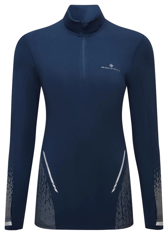Ronhill Running, Wmn's Tech Reflect 1/2 Zip, Dark Navy/Reflect, 8