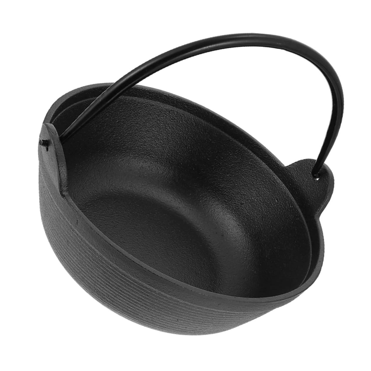 Sosoport Cast Iron Cauldron Pot 19cm Single Handle Multi-purpose Camping Cookware Outdoor Stewing Hanging Pot Picnic Cooking Stockpot