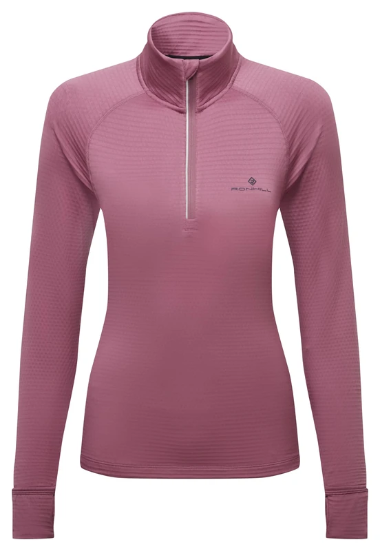 Ronhill Running, Wmn's Tech Winter 1/2 Zip, Dusty Tulip/Dark Navy, 12