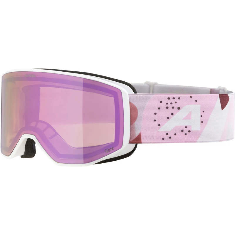 ALPINA VENET Q-LITE – mirrored, contrast-enhancing OTG ski goggles with 100% UV protection, for adults - white-rose matt - M