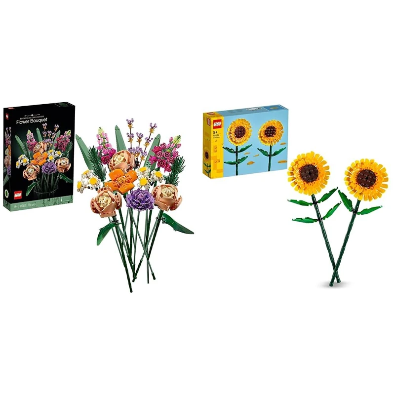 LEGO Botanicals The Modern Farmhouse Bundle: Flower Bouquet & Sunflowers for Rustic Décor 10280 + 40524