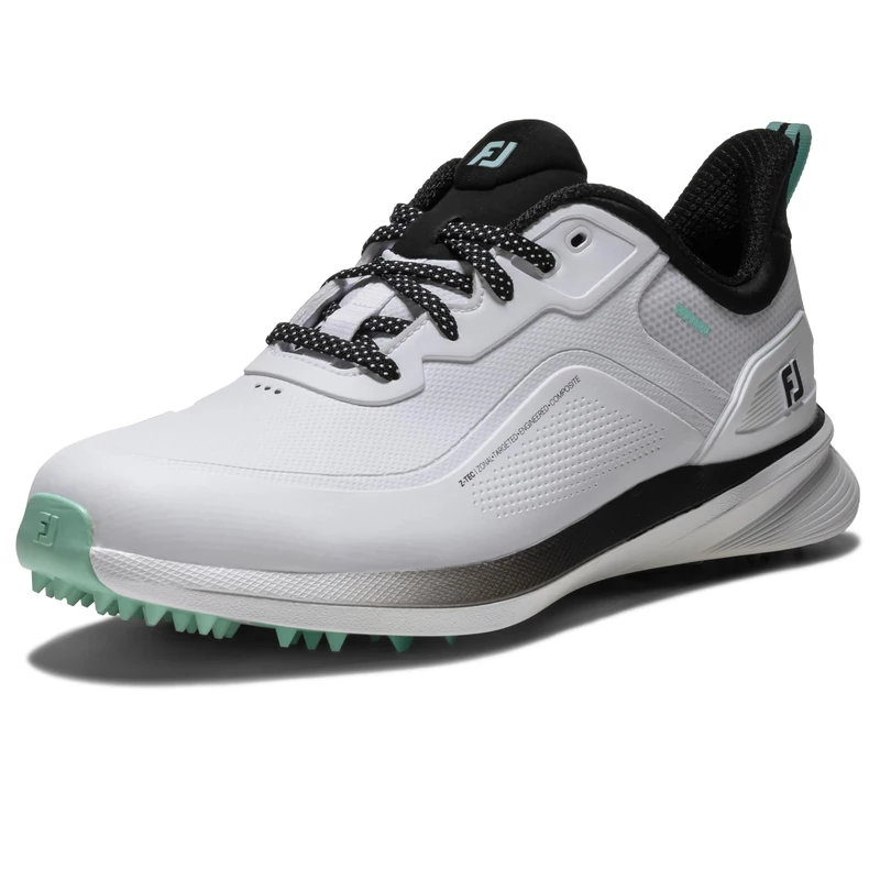 FootJoy Men's Pro SL Golf Shoe, White/Black/Teal, 12 UK Medium