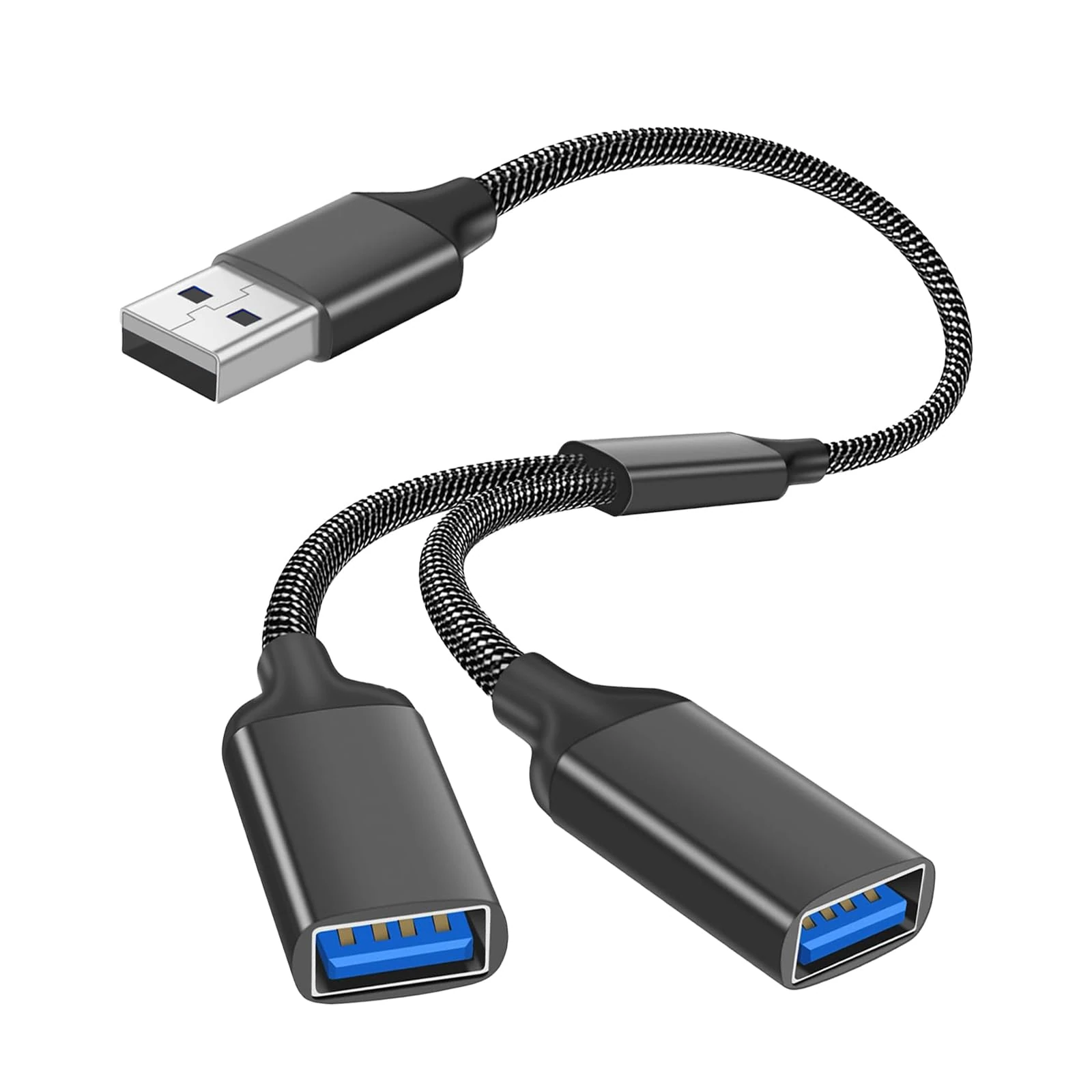 USB Splitter 2 Port,1 in 2 out Adapter,Double USB Adapter Double Adapter Male to Dual Female Splitter Data Transfer Power Charging Extension Cable Compatible with Laptop Mac for Flash Drive,Keyboard