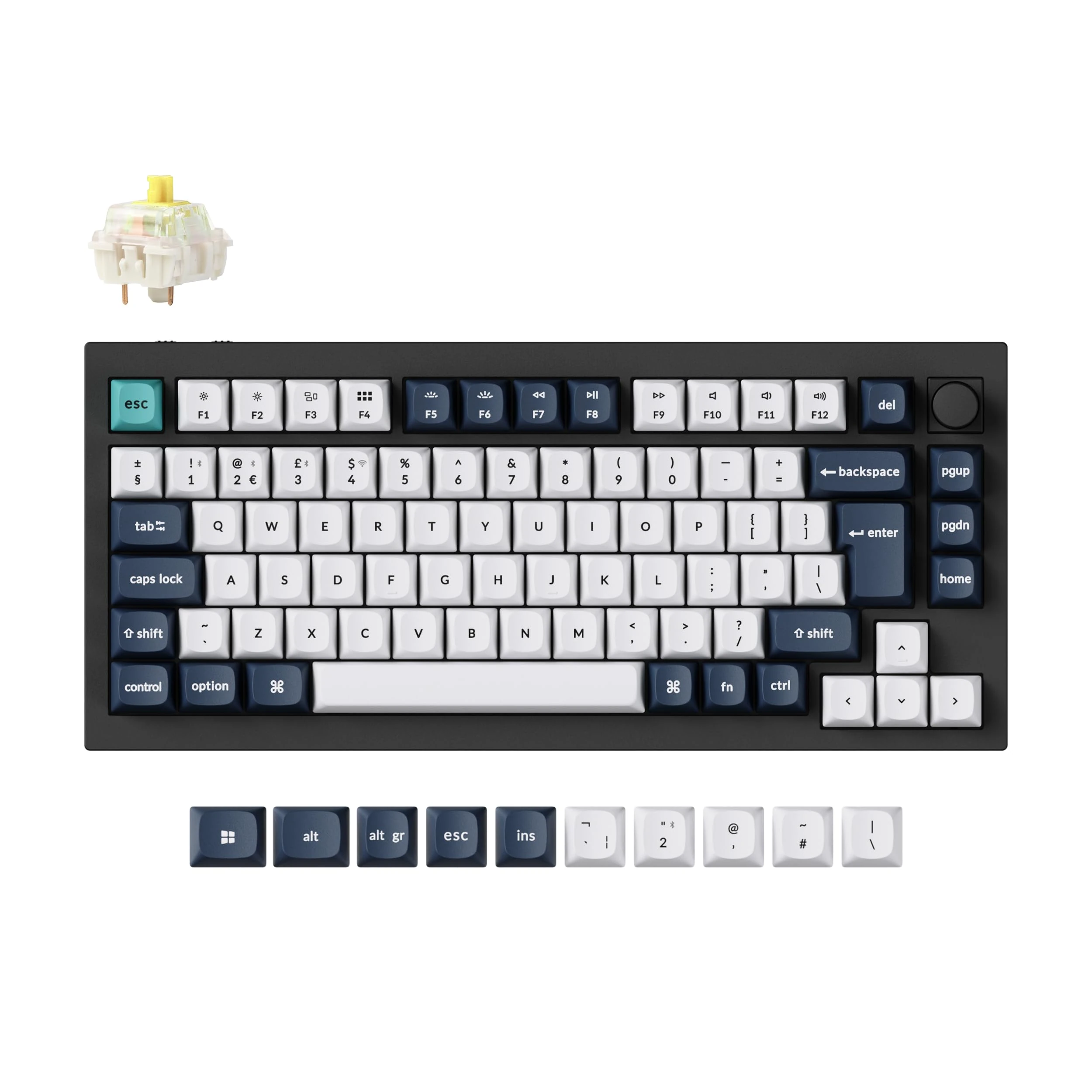 Keychron Q1 Max Wireless Mechanical Keyboard - Full Aluminum, Gateron Jupiter Banana Switch, Hot-Swappable Programmable Knob with QMK/VIA RGB(UK Layout) 2.4 GHz/Bluetooth for Mac Windows Linux - Black